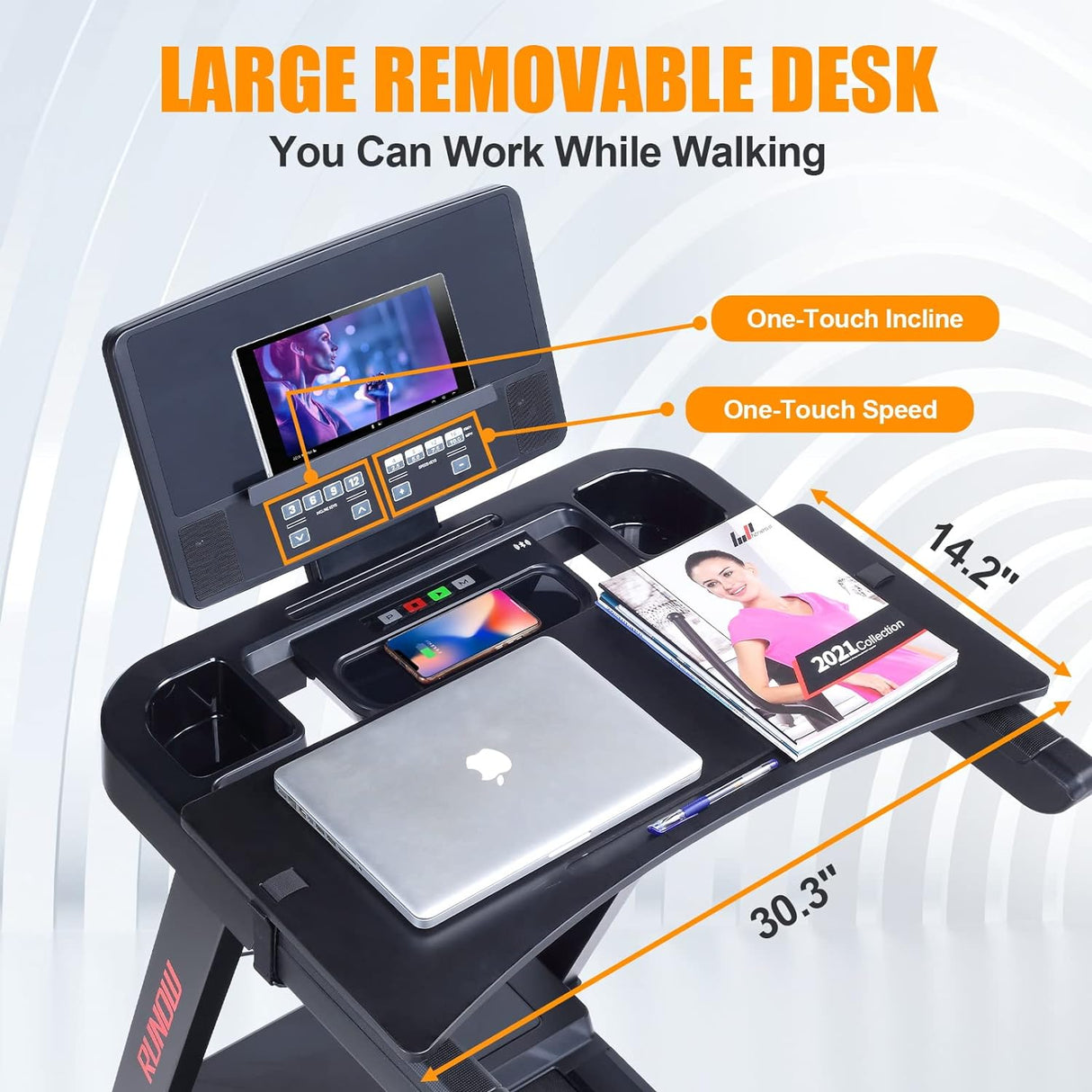 RUNOW Incline Treadmill, Perfect as Treadmills for Home Walking and Running, Foldable Treadmill Support Bluetooth and Customized Programs, Easy Assembly Exercise Machine