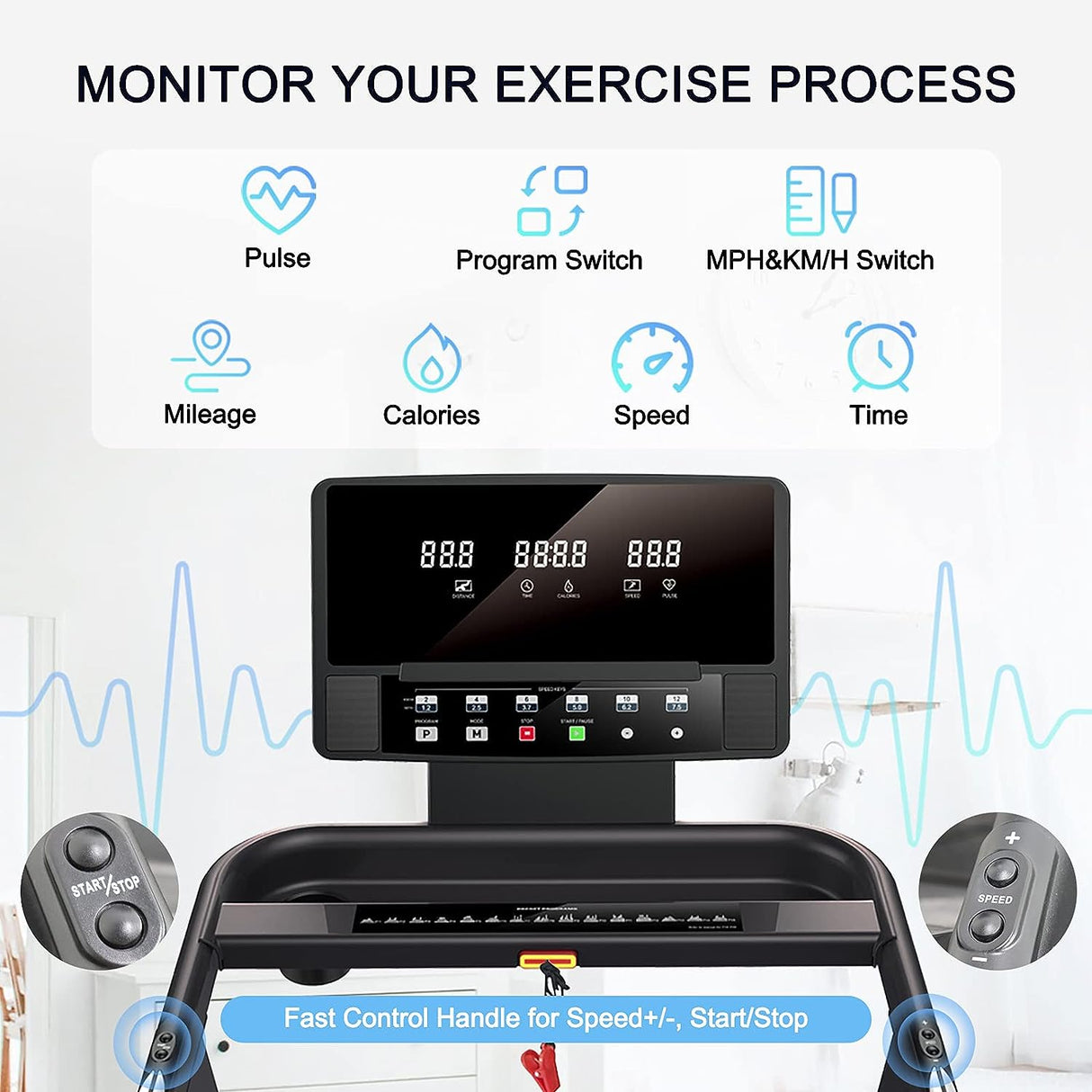 RUNOW Incline Treadmill, Perfect as Treadmills for Home Walking and Running, Foldable Treadmill Support Bluetooth and Customized Programs, Easy Assembly Exercise Machine